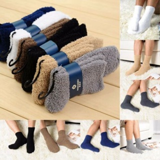 Comprar Calcetines térmicos gruesos y cálidos para hombre y mujer, calcetín  de lana y Cachemira para nieve, sin costuras, botas suaves de terciopelo,  calcetines para dormir en el suelo, 3 pares