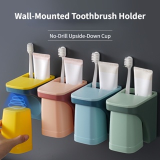 1pc Soporte para cepillo de dientes con tapa, estante de almacenamiento  para cepillo de dientes montado en la pared, organizador de almacenamiento  par