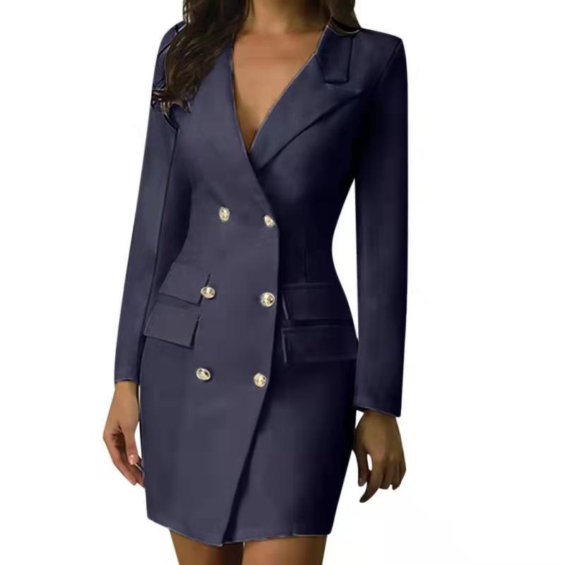 Blazer De Oficina Para Mujer, Cuello De Doble