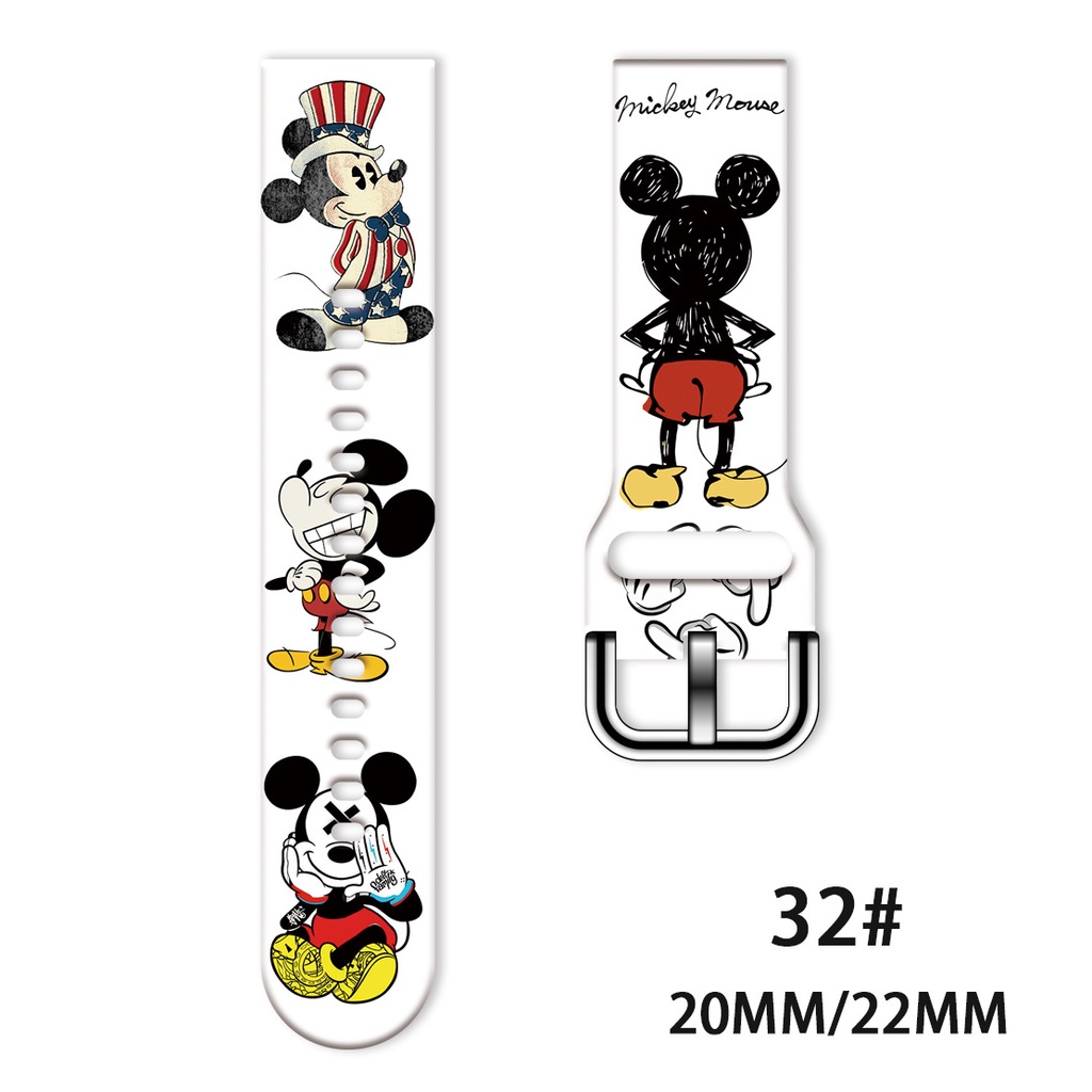 Mickey Mouse Disney Correa De Silicona Para Samsung Galaxy Watch 4 Clasico 46 Mm Activo 2 Gear S3 Pulsera Huawei GT 2 3 Pro A
