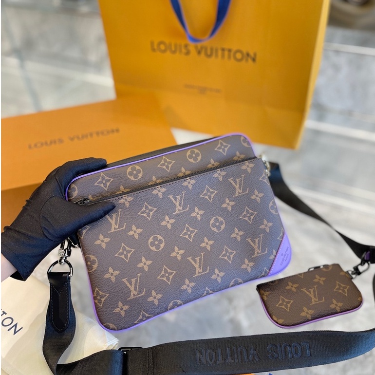 LV/Louis Vuitton Nuevo Bolso De Los Hombres Clásico Antiguo Flor Negra TRIO  Mensajero Tres En Uno Hombro Mochila Me