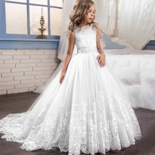 Vestido blanco de ceremonia para niña pequeña, traje de comunión