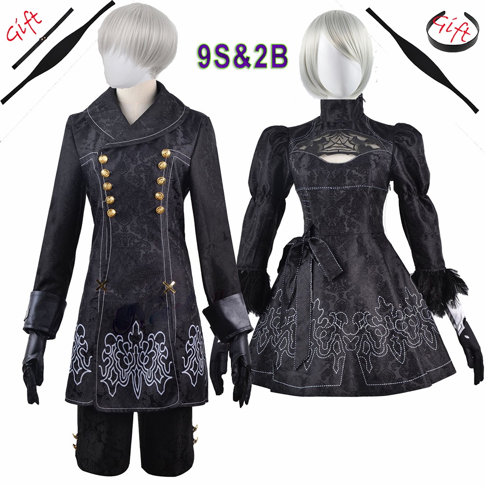Anime Nier Automata Cosplay 9S Yorha 2B Traje Hombre Mujeres Peluca ...