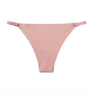 Micro Tanga Hilo Dental con Tiras Transparentes - Nude Beige Pink