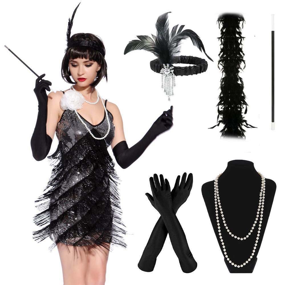 1920 S Se oras Gatsby Fancy Dress Accesorios Flapper Charleston