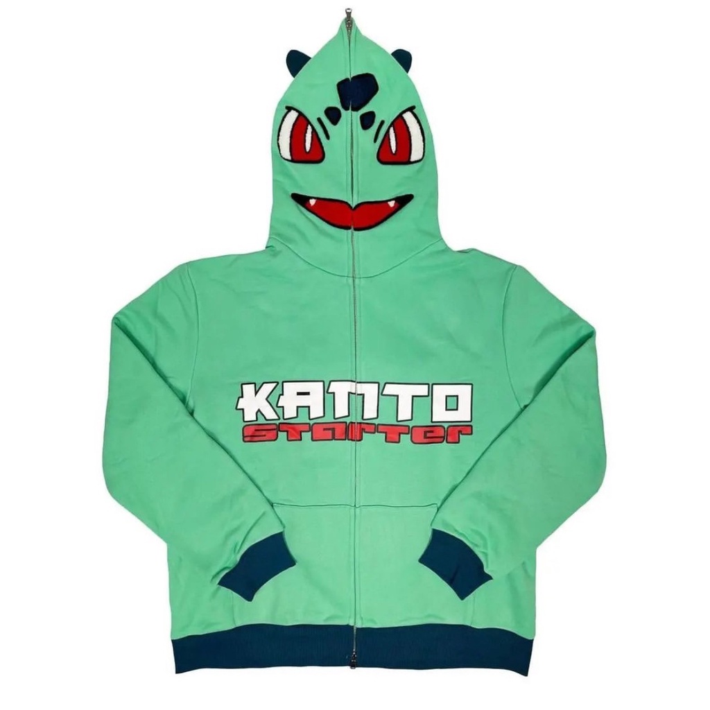 Pokemon Bulbasaur Starter Sudadera Con Capucha Original Anime Cara