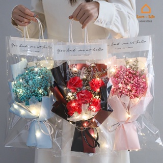 50 bolsas de regalo de plástico PVC transparente para el día de San  Valentín con asa, bolsas de regalo reutilizables transparentes para  compras