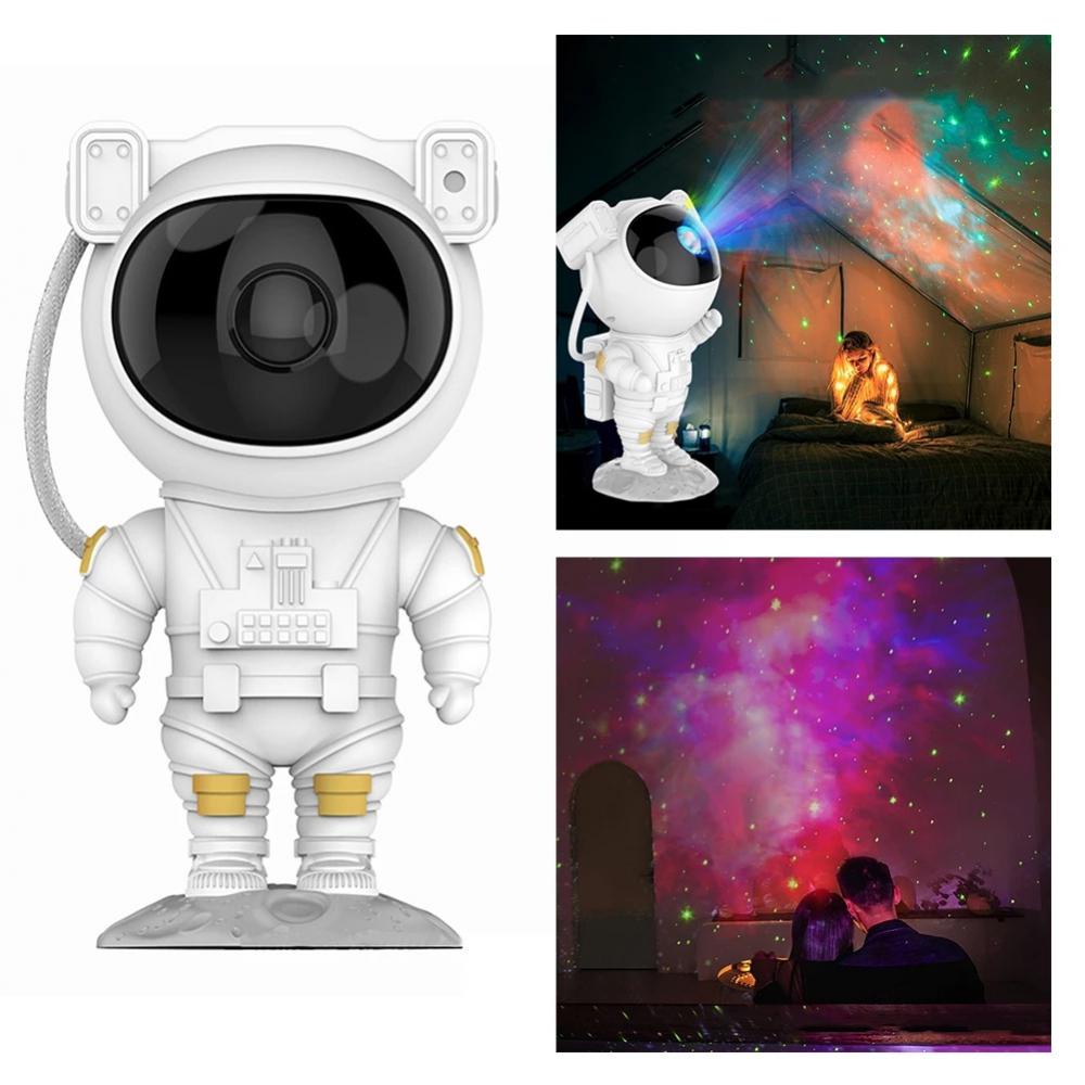 Proyector robot de cielo estrellado de galaxia, nebulosa de astronauta,  galaxia, estrella, luz nocturna y altavoz de música de ruido blanco,  control