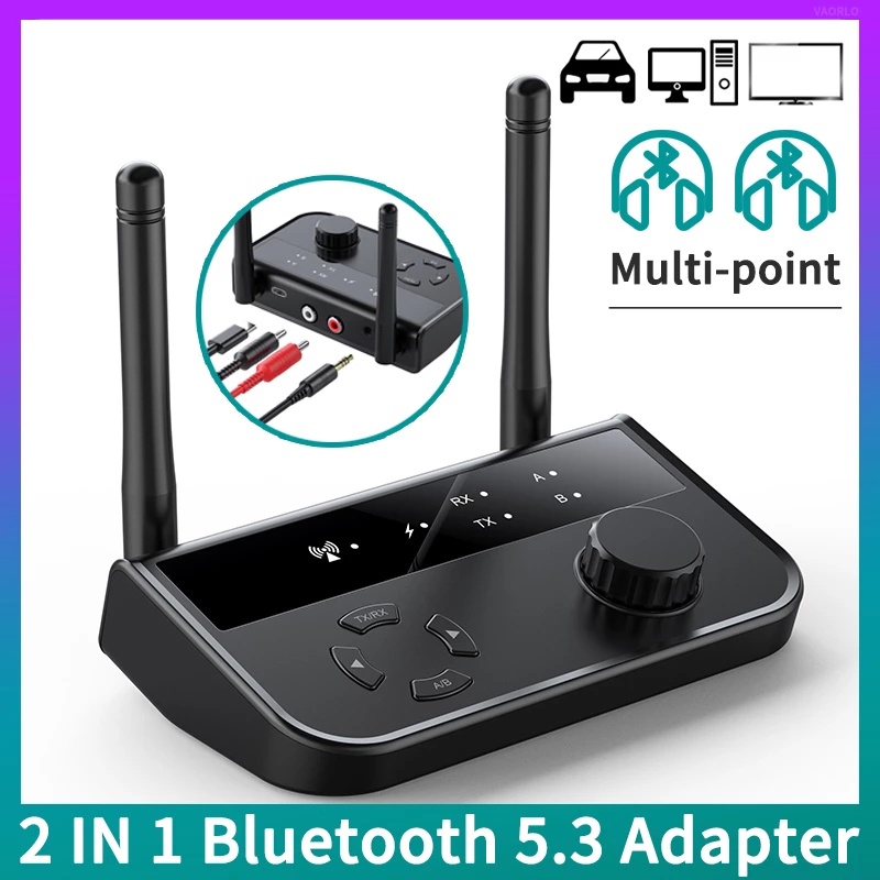 Bluetooth 5.0 Transmisor Receptor Audio Bluetooth 5.0 Adaptador para Coche  PC TV HD HiFi Receptor Adaptador Inalámbrico LCD 3.5MM AUX