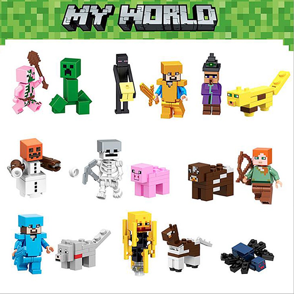 16Pcs Minecraft Bloques Accesorios Figuras Personajes De Construcción Lego  World Mini My Series | Shopee México