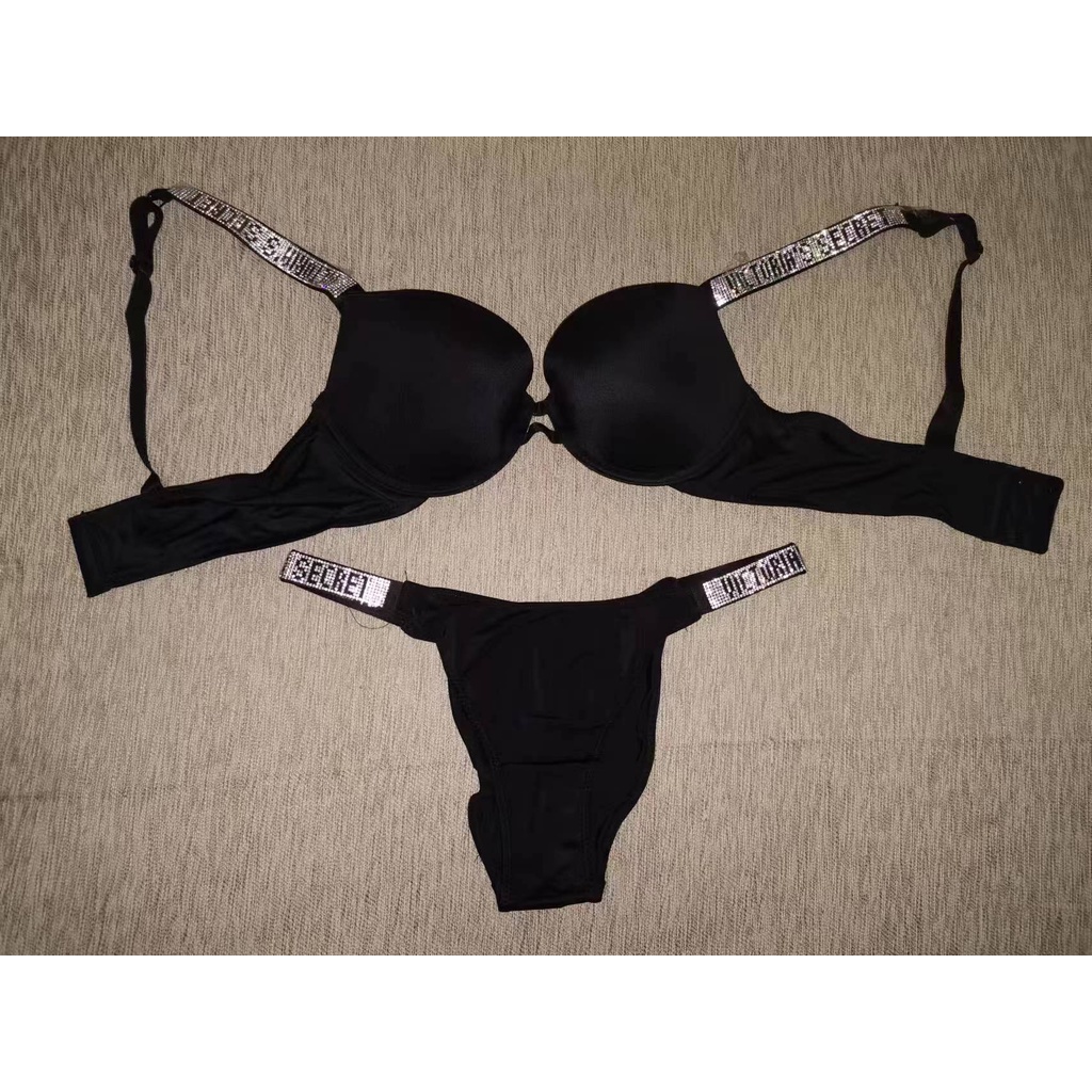thumbnail image 1 of Conjunto De Sujetador Ajustable Victoria's Secret Lencería sexy glitter Transpirable push-up Mujer Letra Impresión, 1 of 4