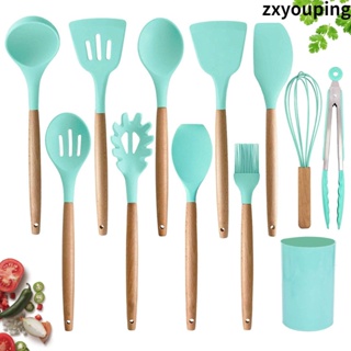 11 piezas/set utensilios de cocina de silicona pala de cocina mango de  madera juego de cocina, Mode de Mujer