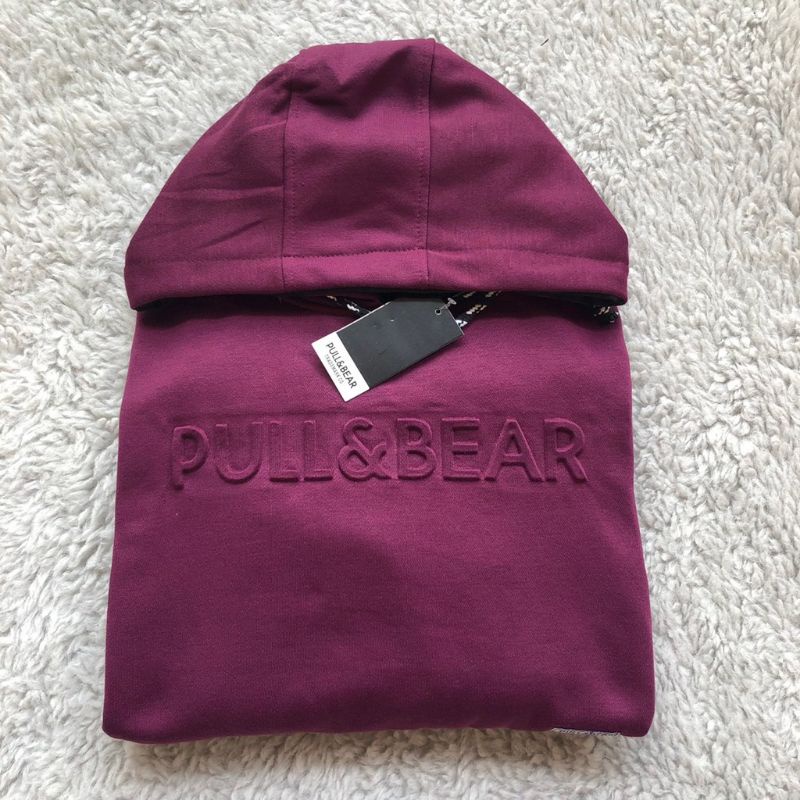 Sudadera Con Capucha pull bear embos burundy unisex premium Hombres Mujeres