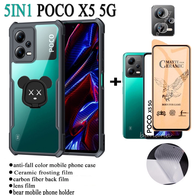Funda Para Xiaomi Poco X5 Pro 5g Mate Con Vidrio Film Y Logo