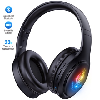 Auriculares inalámbricos, RGB HiFi Stereo Bass Auriculares inalámbricos con  micrófono para PS4, PS5, teléfono celular, PC, Bluetooth 5.0, auriculares