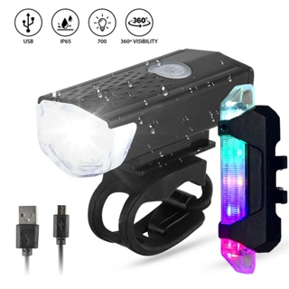  Juego de luces delanteras y traseras de bicicleta recargables  por USB, súper brillantes, 3 LED, 6000 lúmenes, faros de bicicleta,  impermeables, luces de bicicleta de ciclo nocturno, linterna de seguridad  para