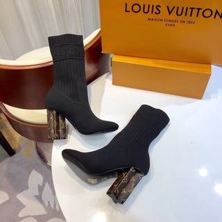 Botas Cortas De Alta Calidad Louis Vuitton Originales Lv Calcetines De  Tacones Altos Casuales De Moda Para Mujer