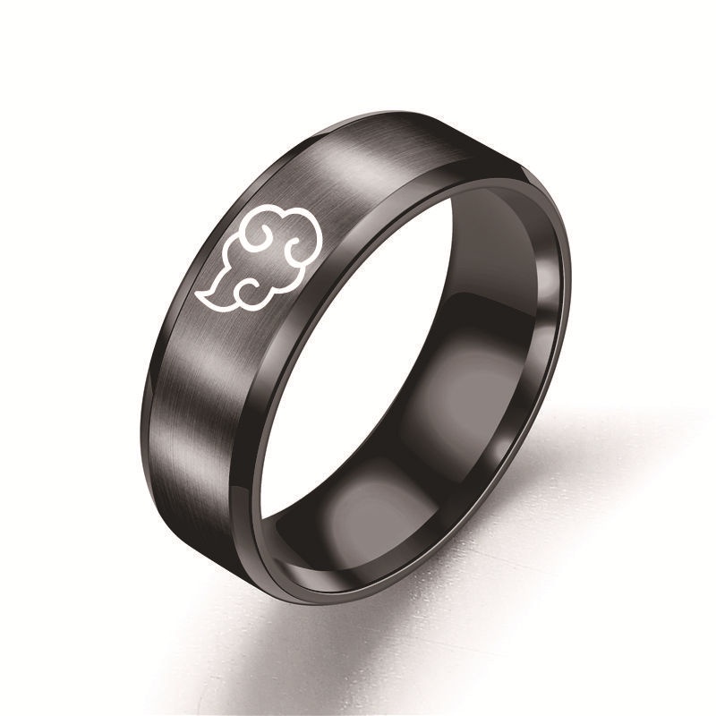 Anime Naruto Akatsuki Itachi Negro Plata Anillo De Acero Inoxidable