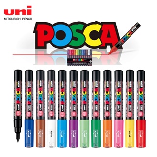Uni Posca - Rotulador de pintura PC-3M, color blanco, juego de 4 bolígrafos