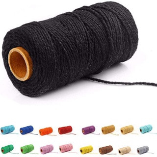 2mm 100M Colorido Hilo Hecho A Mano Artesanía DIY Beige Retorcido Algodón  Macrame Cordón Cuerda Hogar Decoración Textil