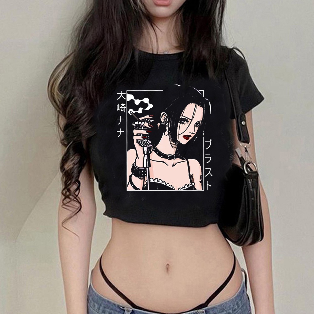 Nana Anime yk2 fairycore crop top Femenino goth trashy cyber y2k Camiseta