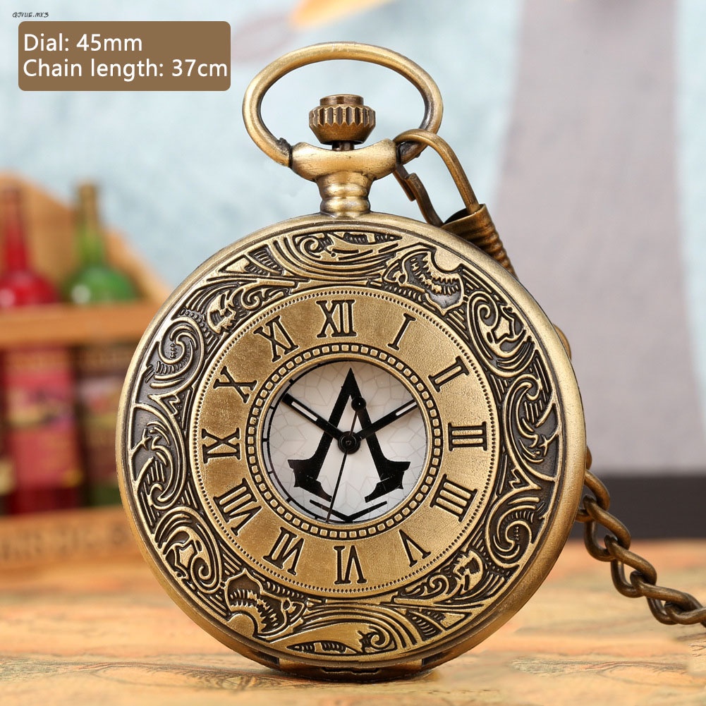 Reloj De Bolsillo Antiguo Assassin s Creed Style Roman Numeral Collar Colgante Para Hombres Ciencia Ficcion Pelicula Con Cadena Vintage Shopee Mexico