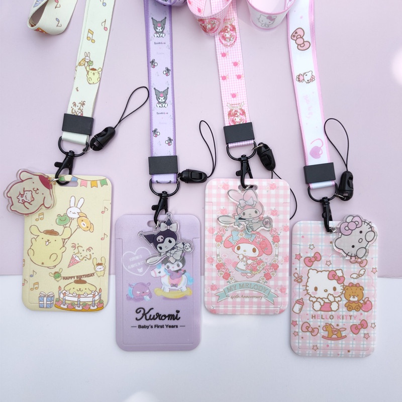 Cordón Porta Tarjetas/llavero Con Diseño De Hello Kitty - Multicolor, De Poliéster, Envío Desde EE.UU.