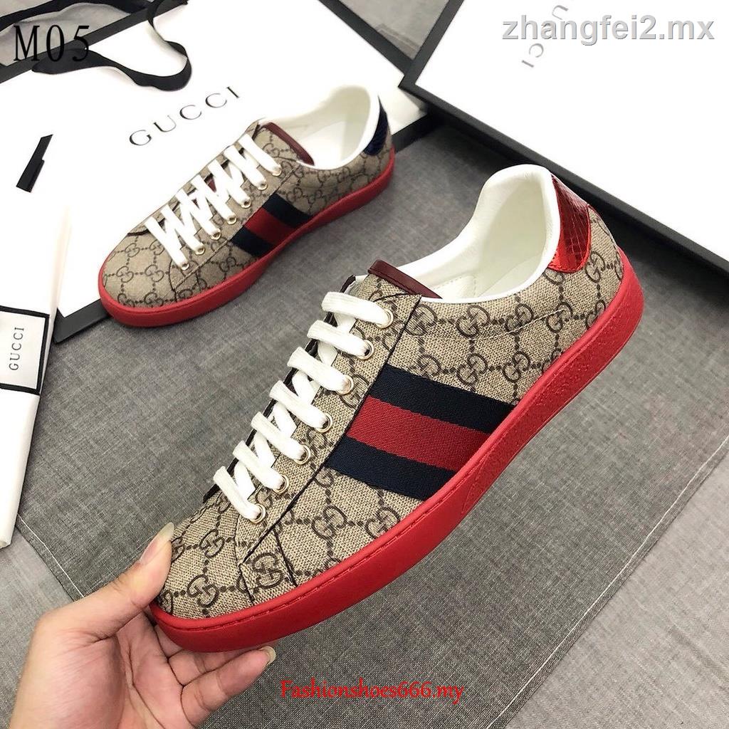 100 Calidad Original Nuevo Cl sico GG Gucci Zapatos Para Hombres Y Mujeres Casual De Baja Parte Superior De Cordones Marr n Rojo