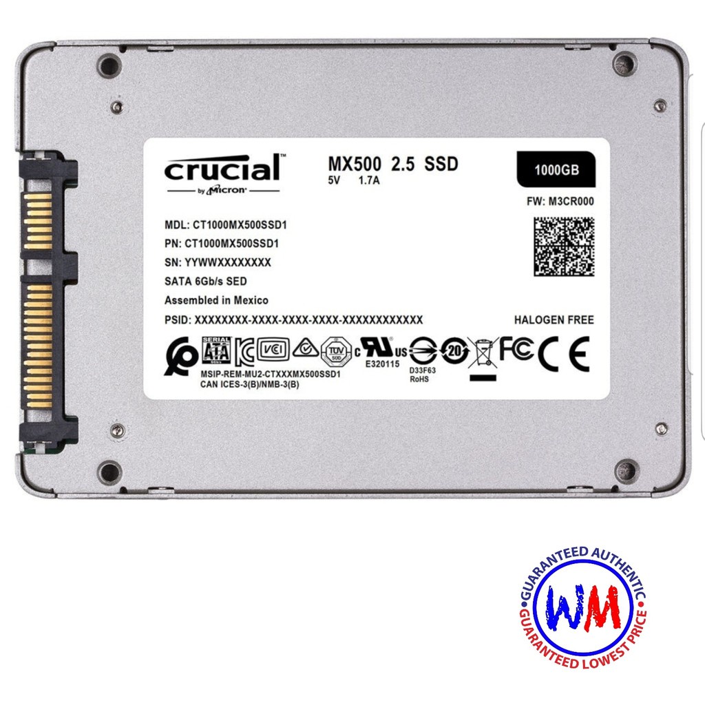 Crucial Mx500 1tb 3d Nand Sata SSD Interna De 2,5 Pulgadas