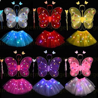 Ala de danza con luz LED, colorida capa de mariposa fluorescente para danza  del vientre, sin batería, accesorios de disfraz con luz brillante para