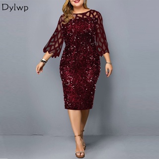 Comprar Moda mujer talla grande S-8XL malla Sexy vestido suelto fiesta Sexy  vestidos con cuello en V profundo para damas