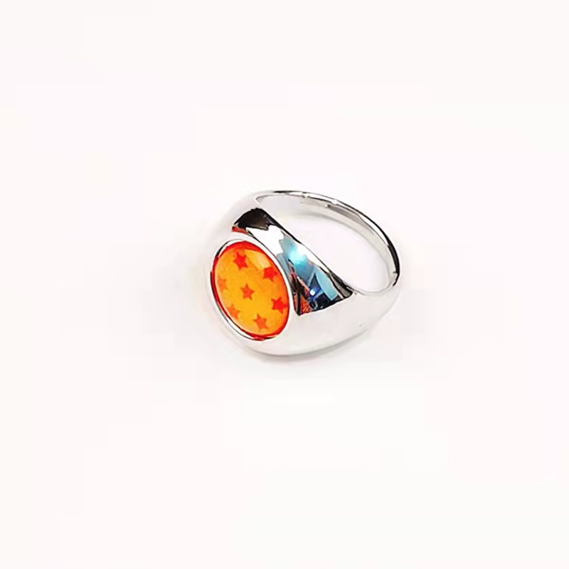 Anime Dragon Ball Z anillo de plata /Goku Naranja Estrellas