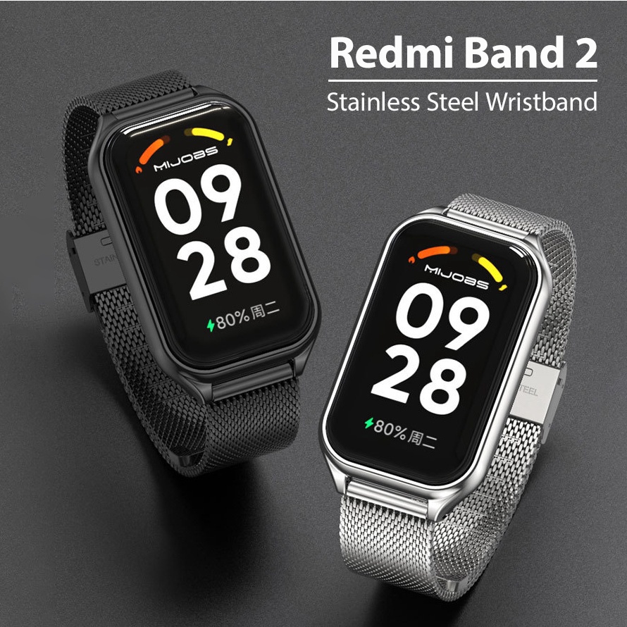 Mijobs Redmi Smart Band 2 Correa, Correa Metálica de Acero