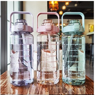 Gradient Color Sports Water Bottle With Handle, Plastic Cup With Soft Straw  And Flip Lid, Convenient Water Kettle