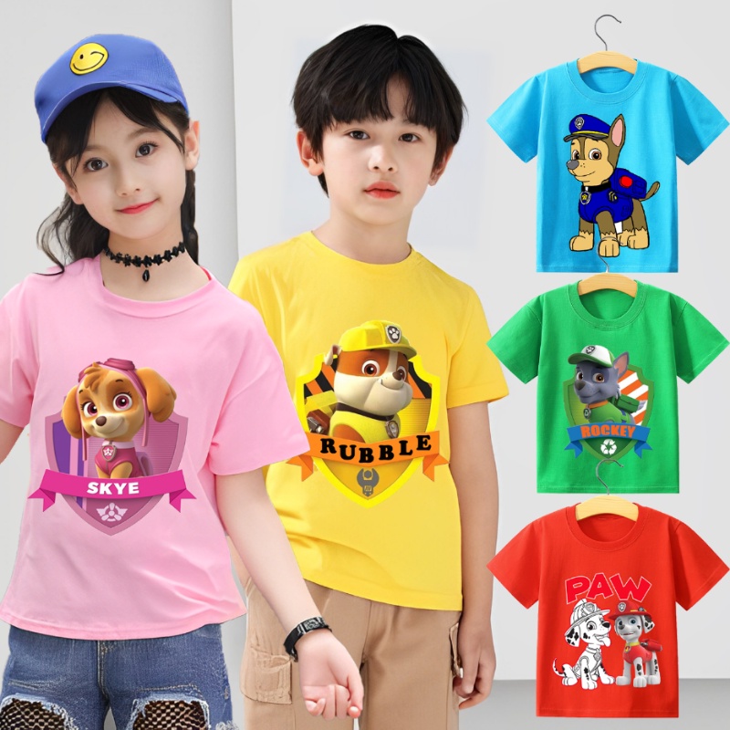 PAW Patrol Camiseta De Verano Anime Chase Rubble Dibujos Animados Ropa De Bebe Color Algodon Manga Corta Top Shopee Mexico