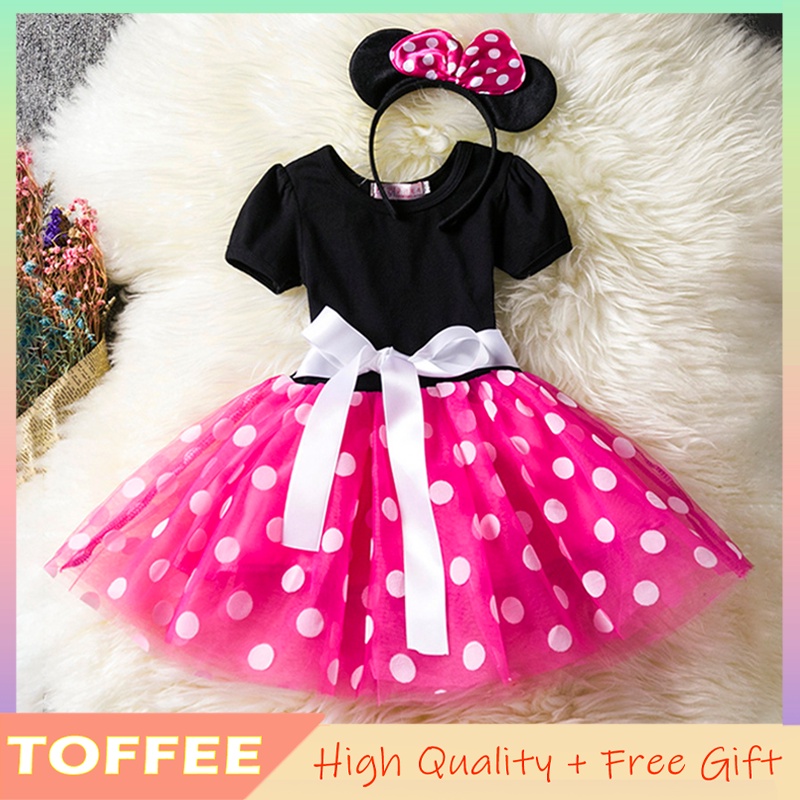 Vestido de princesa de Mickey y Minnie Mouse para niñas, disfraz divertido  para fiesta de cumpleaños