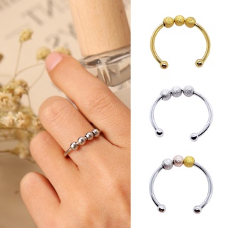 Anillo antiestrés para mujer, anillos de acero inoxidable para mujer,  anillo de dedo para mujer, anillo de estrella luna, sol, anillos de banda  para