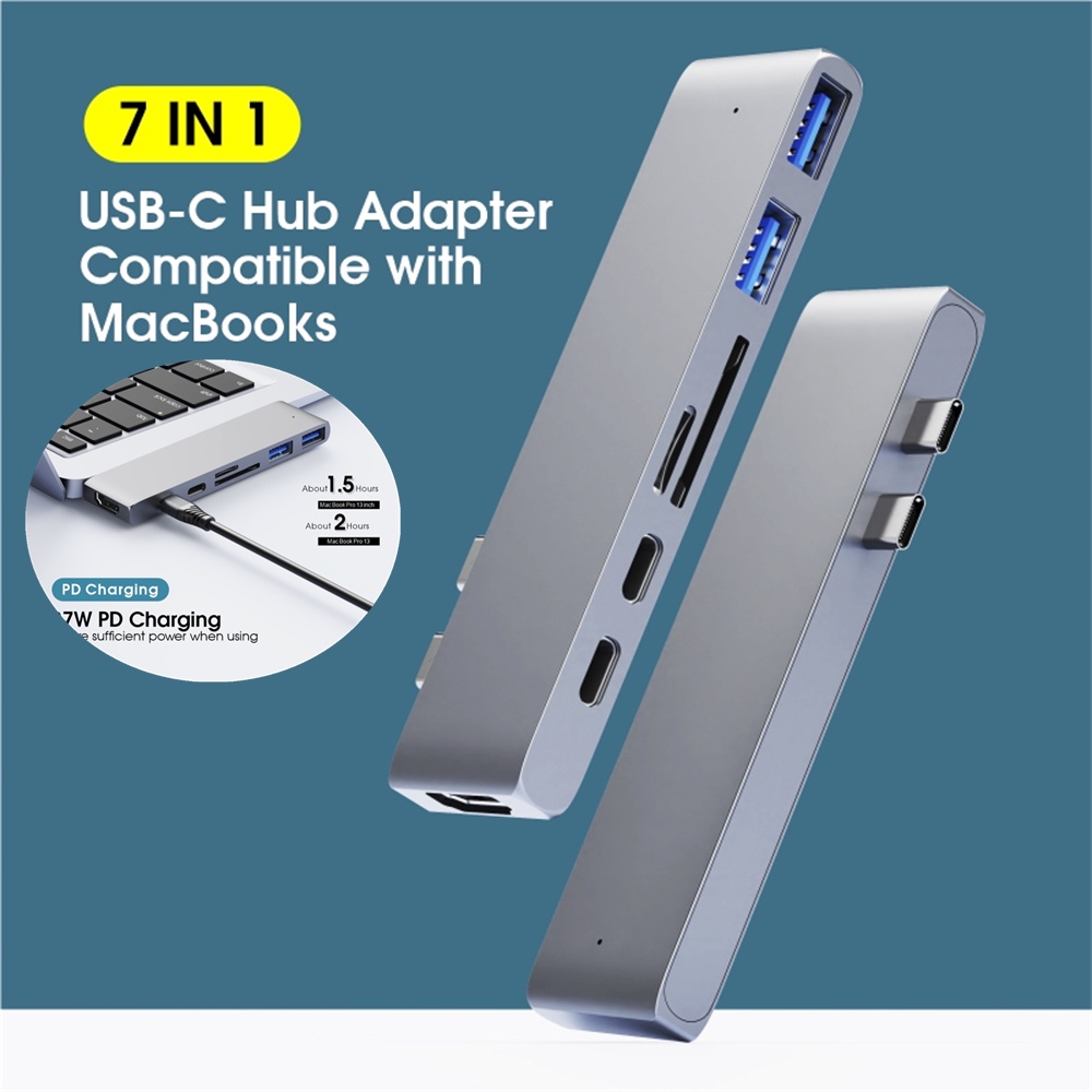 Adaptador USB C Hub para MacBook Pro/Air M1 M2 2021 2020 2019 2018,  accesorios USB-C 6 en 1 compatibles con MacBook Pro 13 y 15 pulgadas con 3  puertos