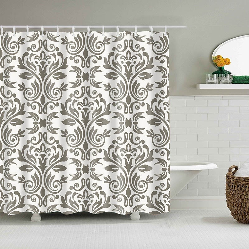 Cortina De Ducha Floral Bohemia Negra, única Colorida Mandala Bohemia Hermosa Cortina De Baño Con Hojas Oscuras, Primavera De Mediados De Siglo, Flores Brillantes, Accesorios Estéticos Modernos De 69