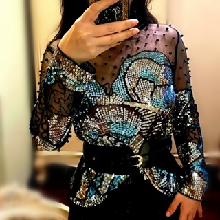 Pantalones Superiores Elegantes Para Mujer Conjunto De 2 Piezas Traje De  Manga Larga Suelta Impresión Blusa Camisa Cintura Alta Pierna Ancha De