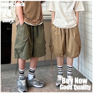 Pantalones cortos de lino para hombre con bolsillos laterales de carga  planos