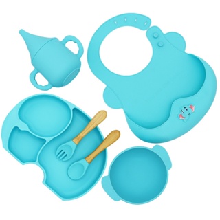 Baberos de silicona para niñas y niños, baberos de alimentación  impermeables para bebés (6-72 meses) azul