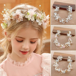 Corona de flores para niñas pequeñas, tocado bohemio para bodas, fotografía  familiar (rosa flor)