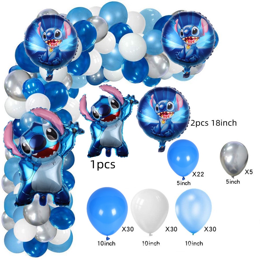 Globos de látex de Lilo & Stitch, decoración de fiesta de cumpleaños para  niños, suministros para