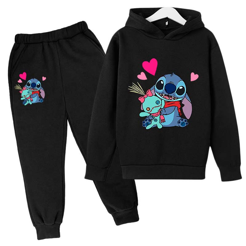 Piezas Conjunto De Dibujos Animados Lilo Stitch Sudaderas Con Capucha  Traje Para Adolescentes Niña Niños Sudadera Ropa Otoño Pantalones