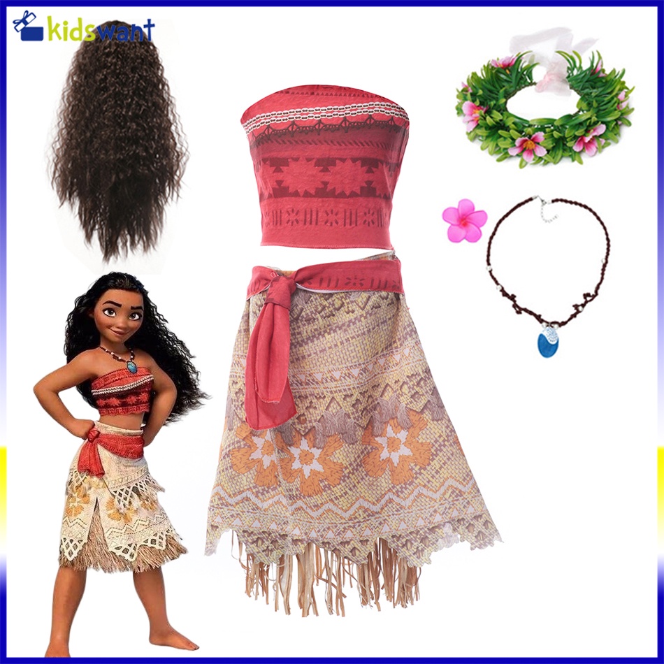 Moana Vestido Niños Cosplay Niñas Ropa Princesa Vaiana Fiesta De ...