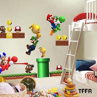 Calcomanías de pared de Super Mario Brothers - Pegatinas de vinilo para  pared de Super Mario Build a Scene - Decoración mural de pared para  habitación