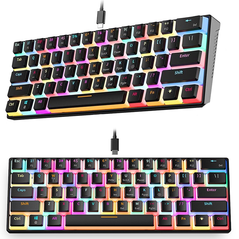 Teclado Mecánico 60 Con Cable RGB Gaming Keyboard 61 Pudding Teclas
