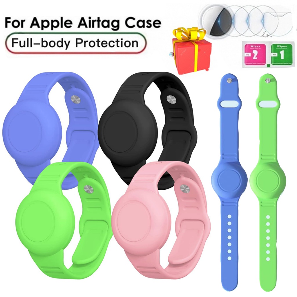  SUIHUOJI Paquete de 2 pulseras para Airtag para niños,  impermeables, de silicona, funda completa para soporte de Airtag de Apple,  banda antipérdida, accesorios ocultos para niños pequeños, correa de  rastreador (rosa