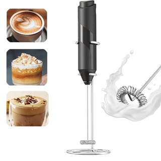 PowerLix Espumador de leche de mano eléctrico de espuma para café, café con  leche, frappe, matcha, mezclador de bebidas con doble batidor de acero